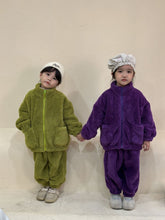 Load image into Gallery viewer, D83551TG- Plain casual children's plus velvet sweater suit