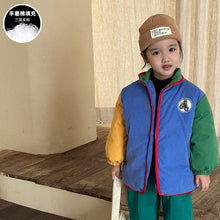 Load image into Gallery viewer, D83396SE-Winter children's contrast color thick down cotton mid-length bread coat