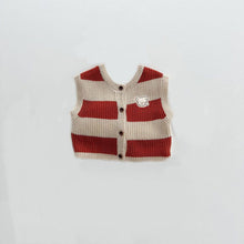 Load image into Gallery viewer, MY7303SE-Autumn and winter fashion striped bear patch open vest