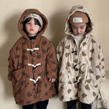Load image into Gallery viewer, D83290SE-Autumn and winter thickened ox horn corduroy bear hooded jacket