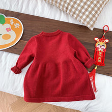 Load image into Gallery viewer, CQ155DS-Winter cute bunny print thickened New Year greetings knitted sweater dress