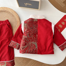 Load image into Gallery viewer, CT062TG-Winter clothing 0-6 years old festive New Year's greetings Tang suit two-piece suit