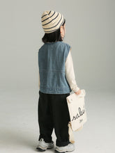 將圖片載入圖庫檢視器 BB2338PCW-秋冬韓系純色牛仔親子馬甲背心