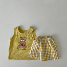 Load image into Gallery viewer, 53116TG-Summer Korean style bear print children's vest two-piece set