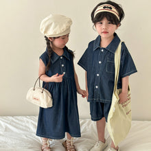 Load image into Gallery viewer, X86033TG- Summer casual denim brother and sister outfit