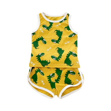Load image into Gallery viewer, BRS1046LS-Summer Korean style vest dinosaur cotton shorts two-piece set