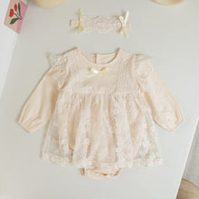 Load image into Gallery viewer, MDBRW1102LS-Spring and Autumn Korean Lace Long Sleeve Bodysuit Dress + Hairband
