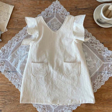 Load image into Gallery viewer, Y6342LS-Baby Girls V-neck Lotus Sleeve Pocket Vest Dress