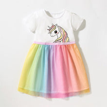 Load image into Gallery viewer, S1541DS-Little maven summer European and American mesh unicorn girl dress