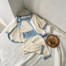 Load image into Gallery viewer, Y8413KTG- Summer Thin Large Pierced Edge Camisole Vest + High Waist Belly Protecting Large PP Pants + Long Sleeve Empty Cardigan Set