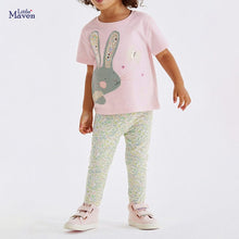 Load image into Gallery viewer, 22042TG-Little maven summer European and American cute rabbit short-sleeved pants two-piece suit