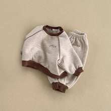 Load image into Gallery viewer, Y8390TG-contrast color fashion casual plus velvet sweater suit (pre-sale delivery in early December)