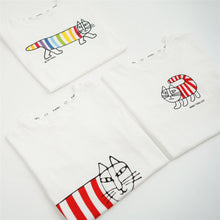 將圖片載入圖庫檢視器 24020PCW-夏季韓版純棉半袖貓印花親子上衣