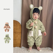Load image into Gallery viewer, 2304201LS- Bear plush baby warm bodysuit