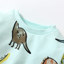 Load image into Gallery viewer, 22071TG-Little maven European and American autumn boys' cotton long-sleeved dinosaur top + shorts set