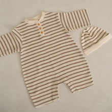 Load image into Gallery viewer, Y9372LS-Spring waffle small stand collar long jumpsuit + hat set