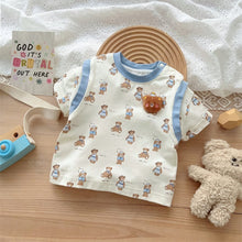 Load image into Gallery viewer, 2402215TG-Summer full print bear short-sleeved top + butt pants two-piece set