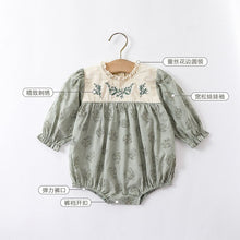 Load image into Gallery viewer, D23200LS-Autumn embroidered small floral lace collar long-sleeved bodysuit & suit