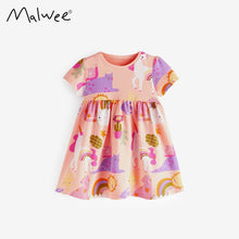 Load image into Gallery viewer, 9305DS-Summer European and American children's casual short-sleeved rainbow horse dress