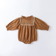 Load image into Gallery viewer, D23115LS-Autumn Nordic embroidered small flower long-sleeved bodysuit