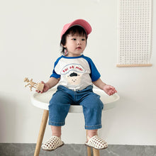 Load image into Gallery viewer, 53112SE-Small and medium-sized children's color-blocked animal print short-sleeved top