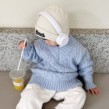 Load image into Gallery viewer, 121801PCW-Autumn and winter Korean version of twisted sky blue thick long sweater & leggings parent-child outfit