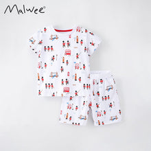 Load image into Gallery viewer, 8359TG-malwee summer casual printed round neck boy two-piece suit