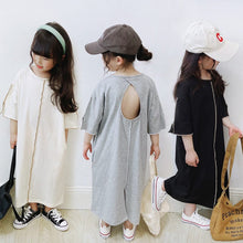 Load image into Gallery viewer, 23007PCW-Spring and summer Japanese style color matching backless open X long loose parent-child dress