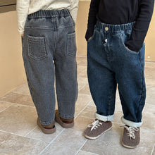 Load image into Gallery viewer, D83576PA-Autumn and winter children's elastic one-piece plus velvet thick denim trousers