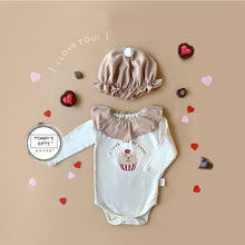 Load image into Gallery viewer, 24030415LS-Spring and Summer Korean Print Cake Baby Jumpsuit + Hat