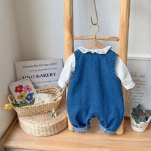 Load image into Gallery viewer, 2401424LS- Spring denim overalls + inner wear two-piece set