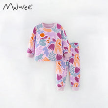 Load image into Gallery viewer, 8770JG-Autumn European and American children's casual round neck floral long-sleeved top + pants home set
