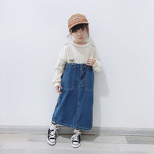 Load image into Gallery viewer, 23174PCW-Japanese autumn and winter parent-child wear loose extra-long denim overalls skirt