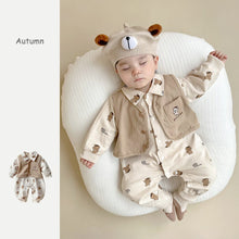 Load image into Gallery viewer, 2303242LS-Fake two-piece cartoon long-sleeved bear outdoor clothing