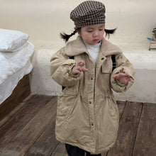 Load image into Gallery viewer, D83256SE-Winter lamb fur collar plus velvet thickened mid-length windbreaker jacket