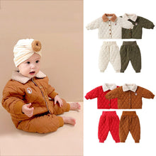 Load image into Gallery viewer, D23379TG-Winter baby boy and girl quilted jacket + pants two-piece set
