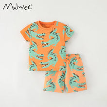Load image into Gallery viewer, 9569TG-Summer European and American children's casual round neck short-sleeved crocodile top + pants set