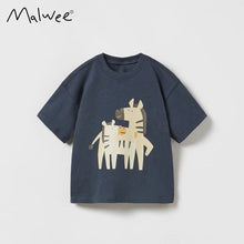 Load image into Gallery viewer, 9265SE-Summer European and American children's casual round neck giraffe short-sleeved top