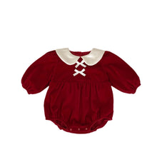 Load image into Gallery viewer, H10325LS-Winter baby girl plus velvet bow New Year greetings sweater