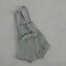 Load image into Gallery viewer, Y5407LS Spring and Summer Cotton Stripe Adjustable Waist Bib Jumpsuit + Hairband