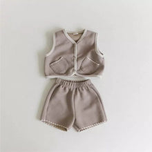 Load image into Gallery viewer, Y8378TG-Exquisite pocket open vest shorts two-piece suit