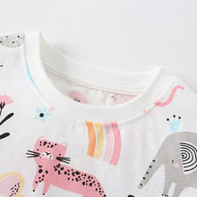 Load image into Gallery viewer, 9511TG-Summer European and American children's casual animal print round neck short-sleeved top + elastic shorts set