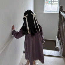 Load image into Gallery viewer, Y6406DS-Corduroy lace lantern sleeve dress