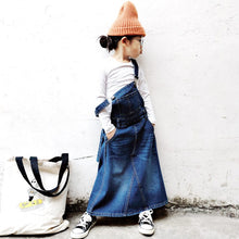 Load image into Gallery viewer, 21041PCW-Loose long denim retro A-line skirt parent-child outfit