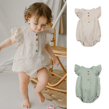 Load image into Gallery viewer, D23066LS-Summer thin Nordic style colorful buttoned small flying sleeves bodysuit