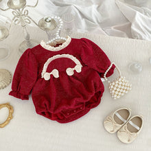Load image into Gallery viewer, H10352LS-Winter Plus Velvet New Year Bowknot Bodysuit