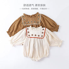 Load image into Gallery viewer, D23115LS-Autumn Nordic embroidered small flower long-sleeved bodysuit