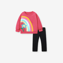 Load image into Gallery viewer, 22211TG-Little maven European and American cute rainbow flower long-sleeved suit