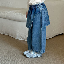 Load image into Gallery viewer, DK250688PA-秋冬季抓絨假兩件牛仔款褲