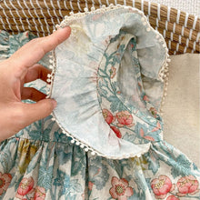 Load image into Gallery viewer, H10085DS-Summer green floral flying sleeves dress (pre-sale 7-10 days delivery)